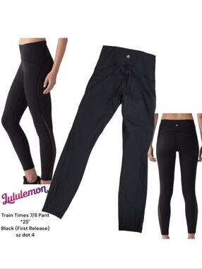 Lululemon Women's Train Times 7/8 Pant *25 W5AMOS Black First Release Mesh HR 4